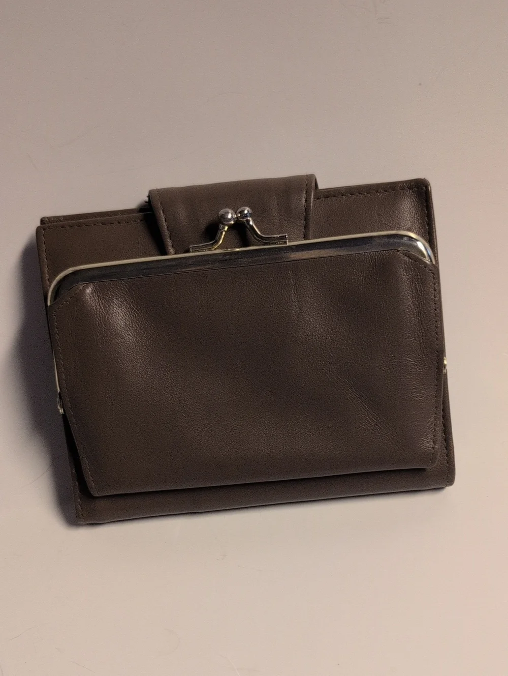 Vintage Buxton Brown Leather Snap Wallet with Gold Stamp Circa 1980